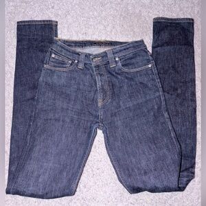 Nudie Jeans Dark Blue Denim with Orange Stitching
